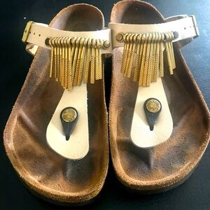 Women's Gold and Cream Sandals